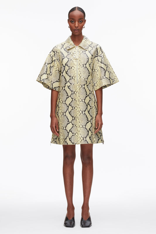 Shift Shirt Dress with Button Placket Yuzu