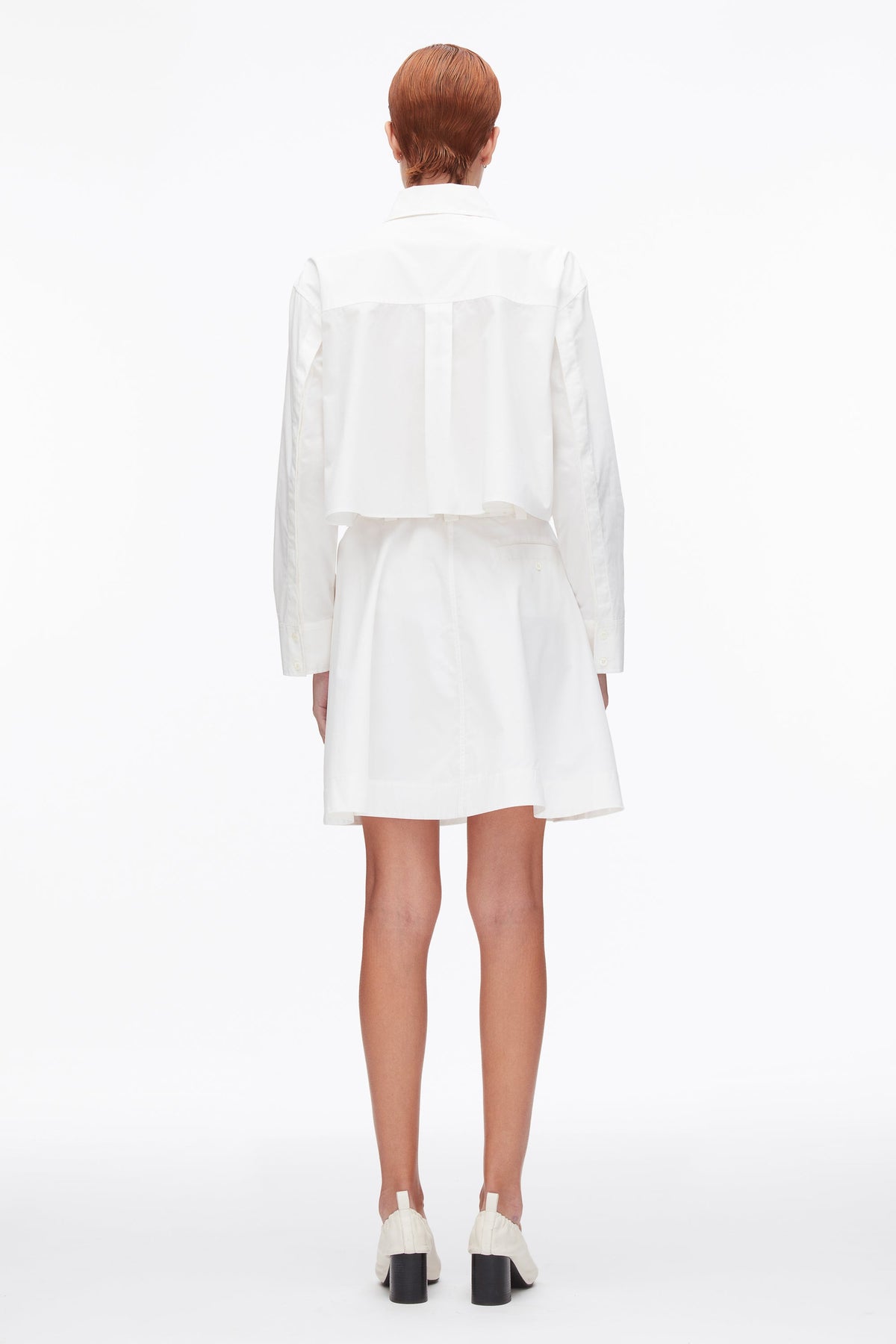 Belted Structured Cotton Shirt Dress White