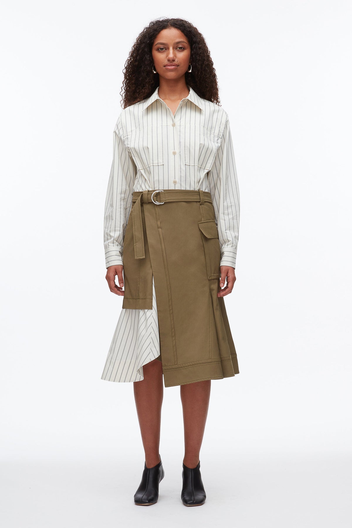 Hybrid Utility Shirt Dress Caper-Cream Multi