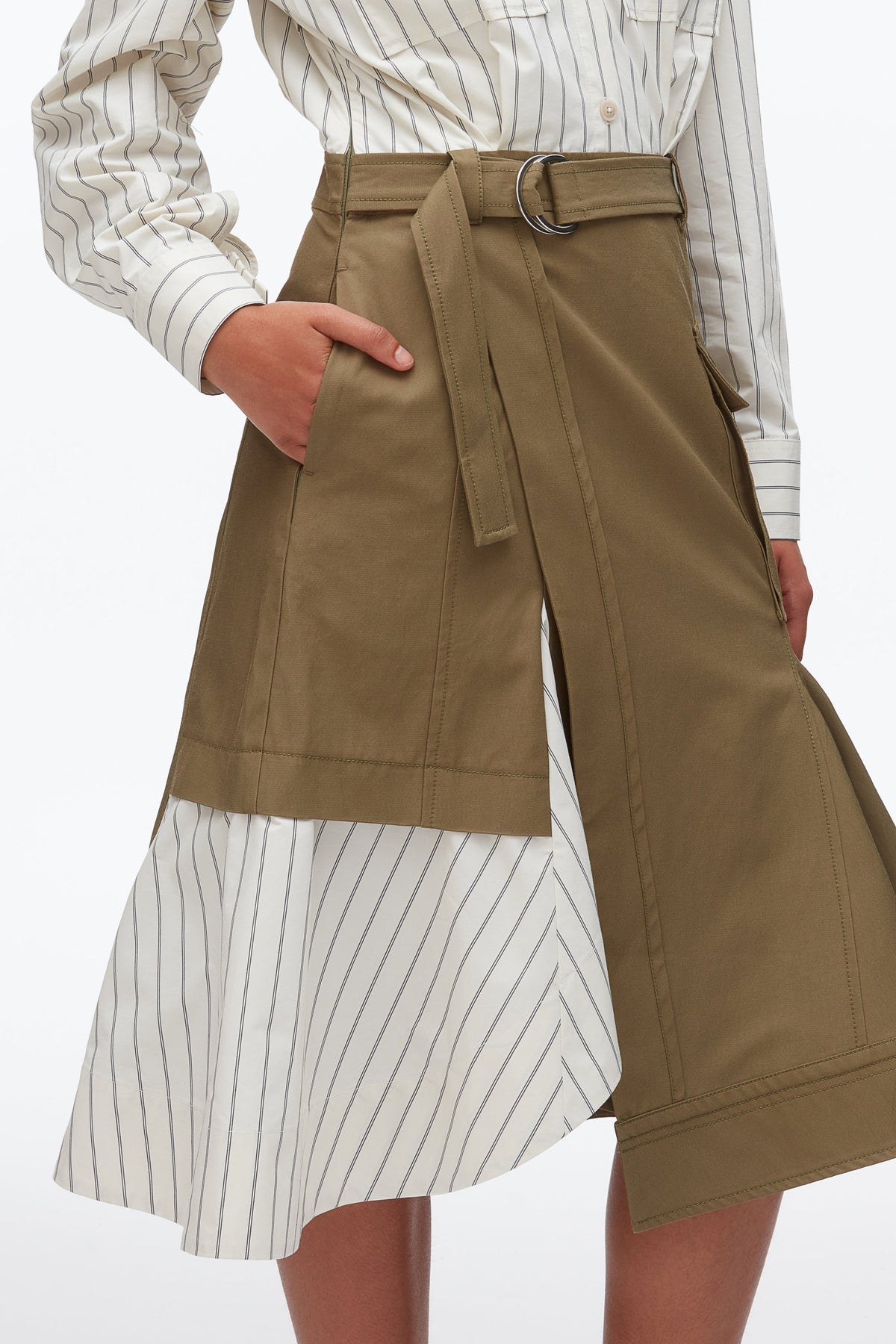 Hybrid Utility Shirt Dress Caper-Cream Multi