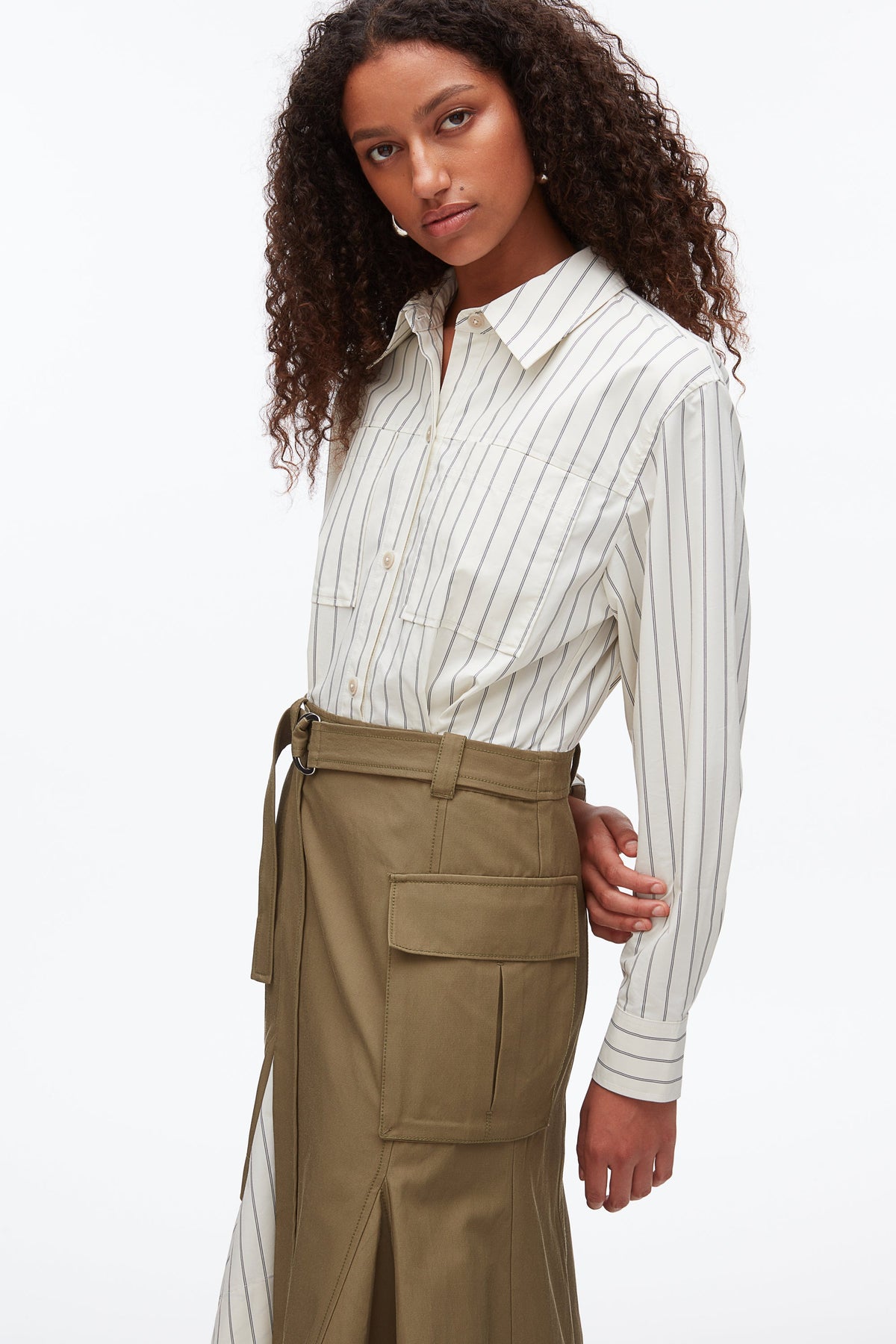 Hybrid Utility Shirt Dress Caper-Cream Multi
