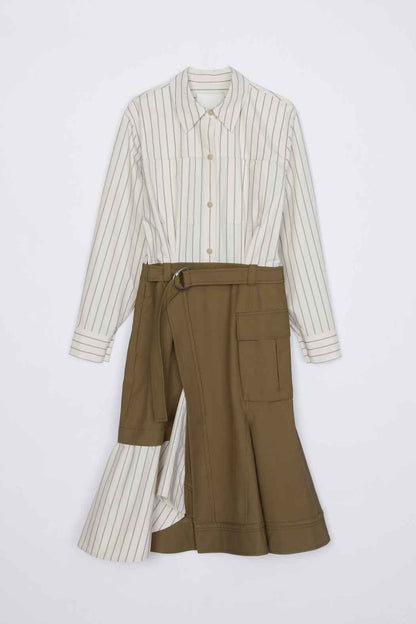 Hybrid Utility Shirt Dress Caper-Cream Multi