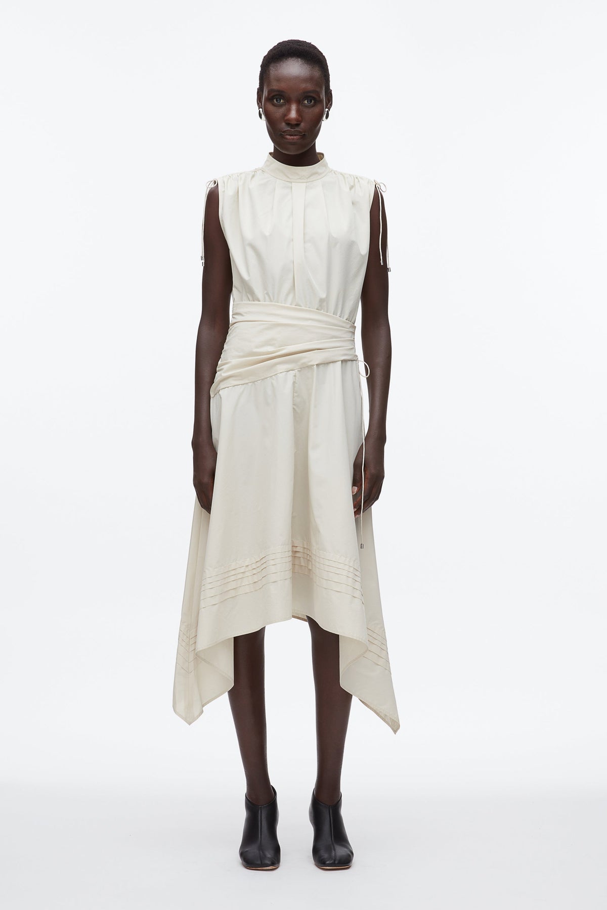 Ruched Handkerchief Dress Stone