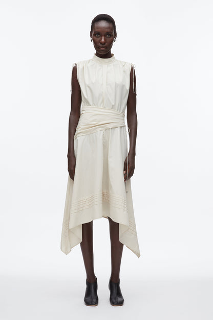Ruched Handkerchief Dress Stone