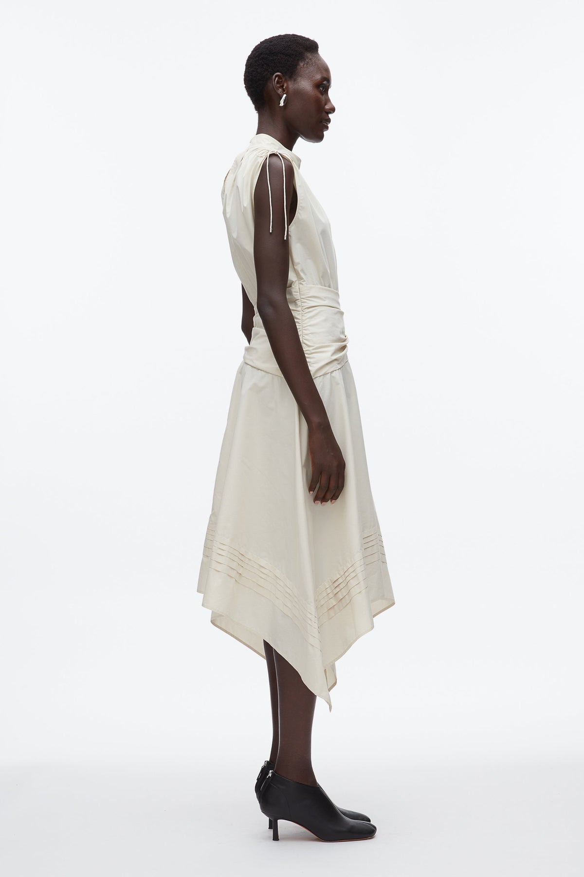 Ruched Handkerchief Dress Stone