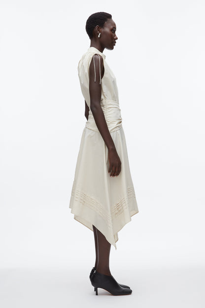 Ruched Handkerchief Dress Stone
