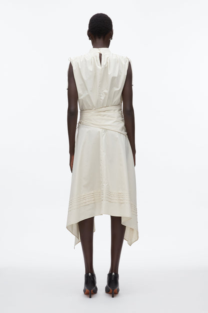 Ruched Handkerchief Dress Stone