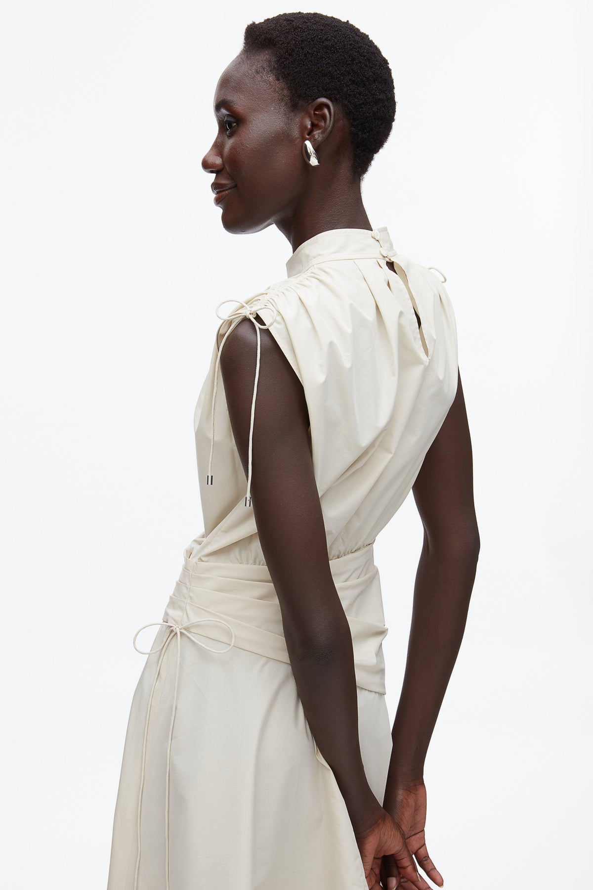 Ruched Handkerchief Dress Stone