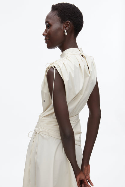 Ruched Handkerchief Dress Stone