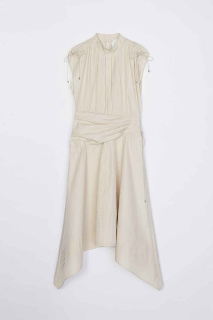 Ruched Handkerchief Dress Stone