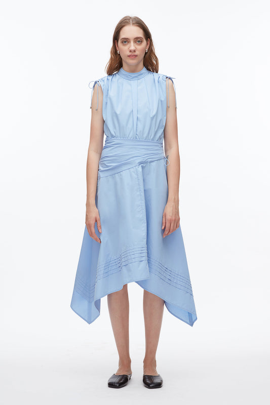 Ruched Handkerchief Dress Oxford Blue