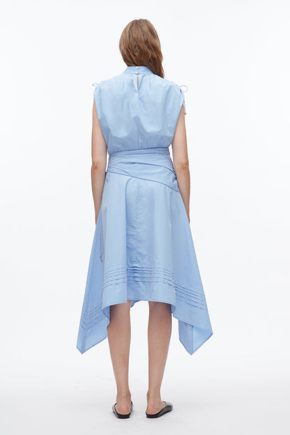 Ruched Handkerchief Dress Oxford Blue