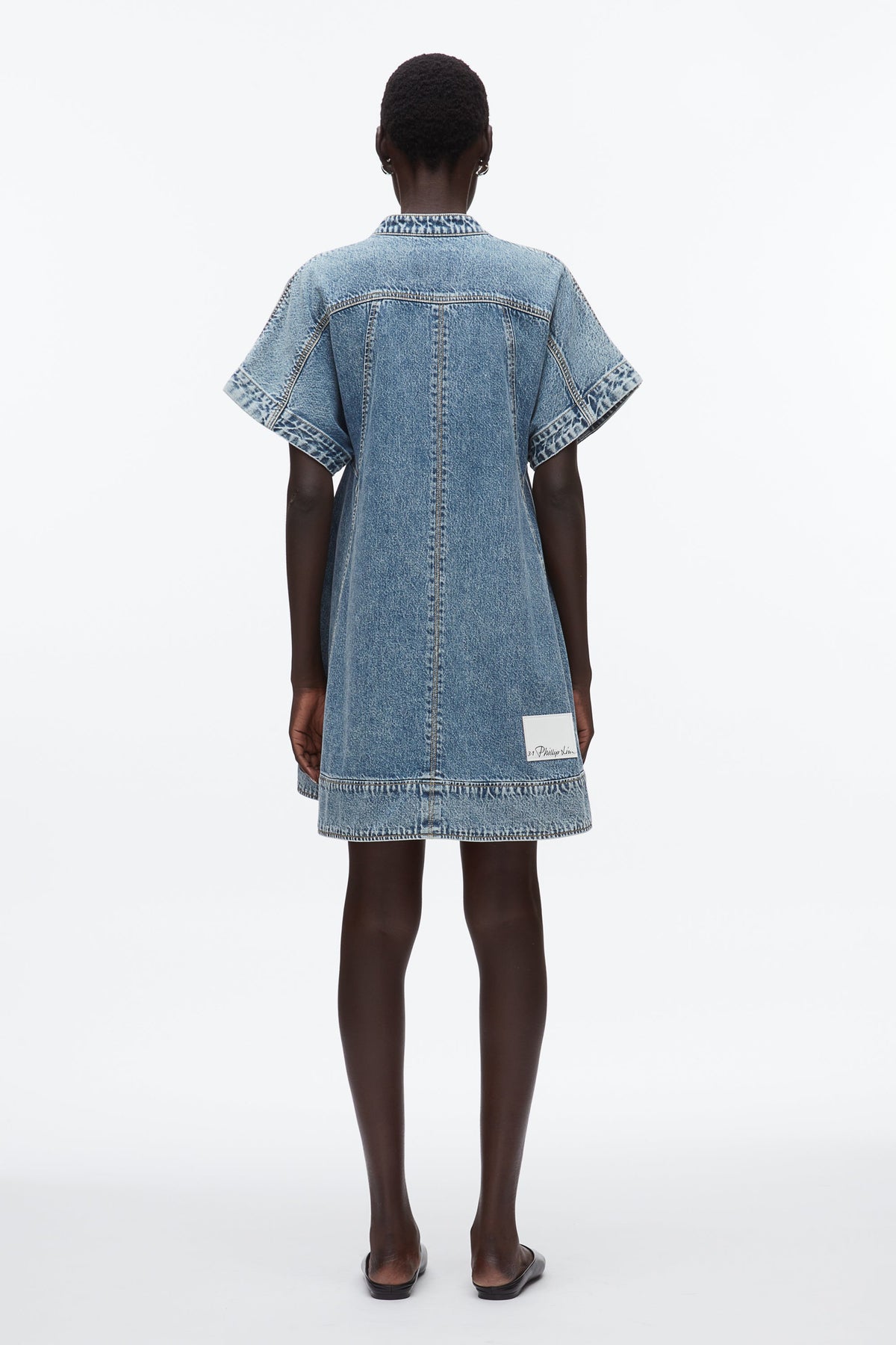 Trapeze Light Denim Dress Washed Medium Blue