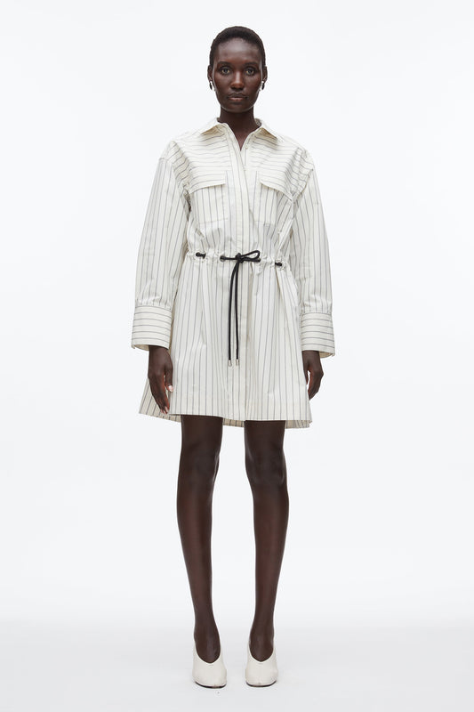 Shirt Dress with Ties Cream Multi