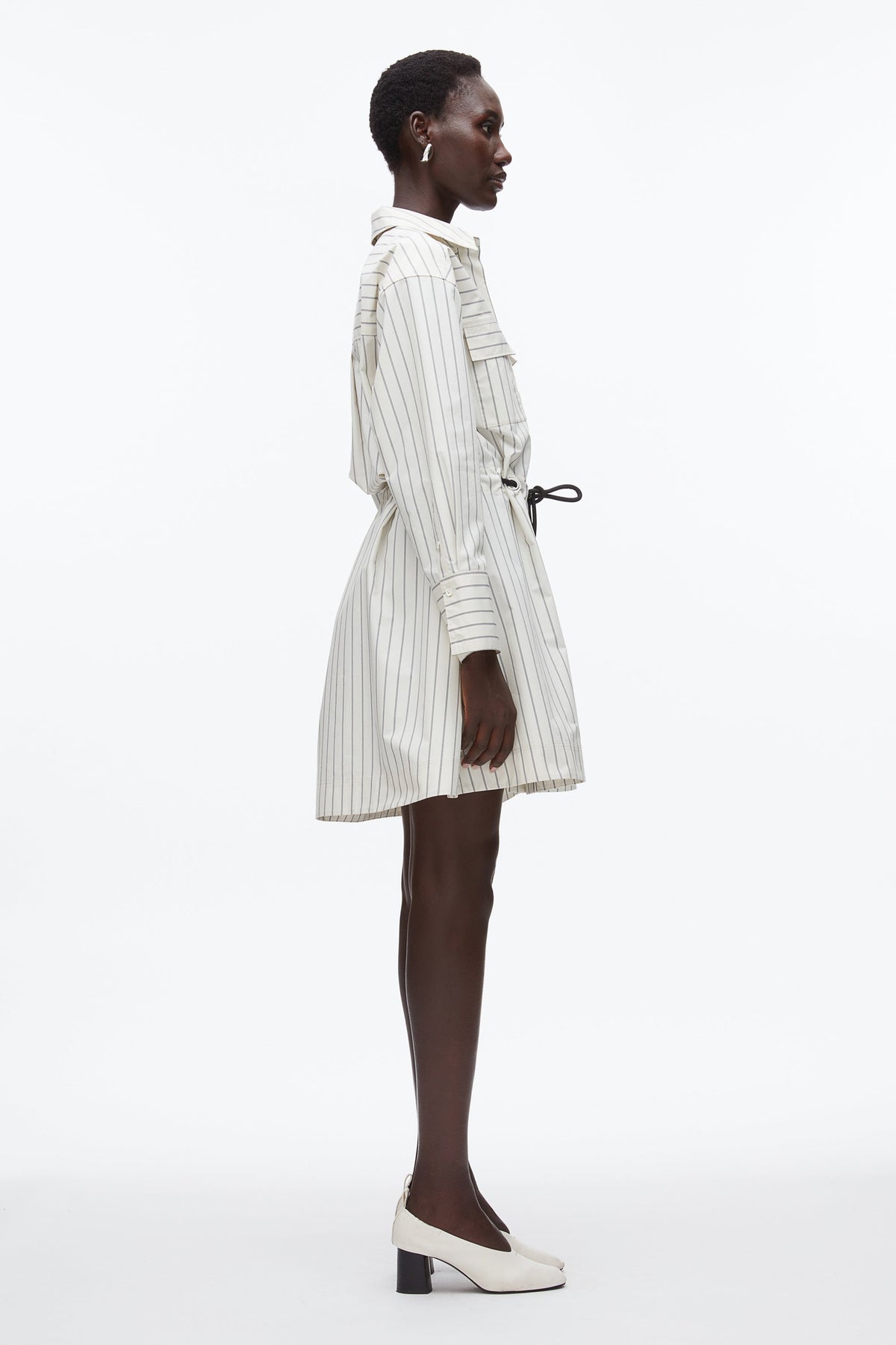 Shirt Dress with Ties Cream Multi