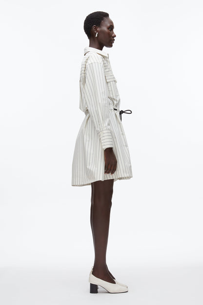 Shirt Dress with Ties Cream Multi