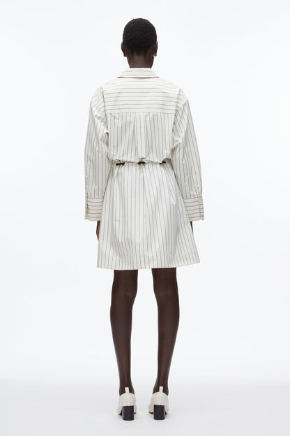 Shirt Dress with Ties Cream Multi