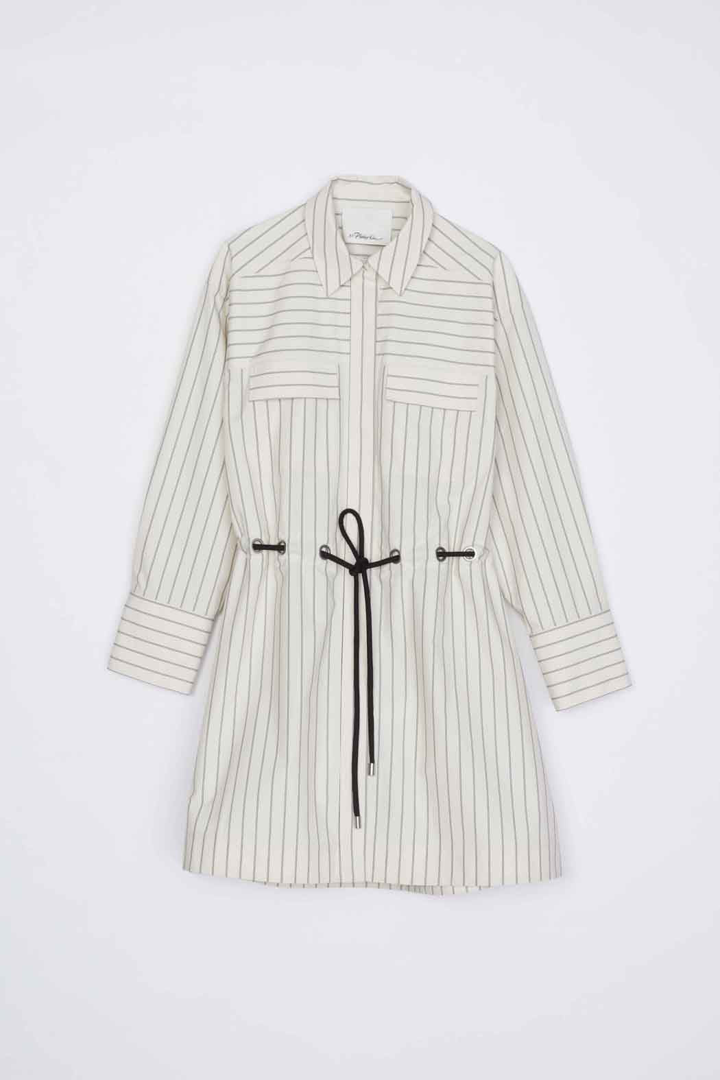 Shirt Dress with Ties Cream Multi