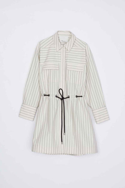 Shirt Dress with Ties Cream Multi
