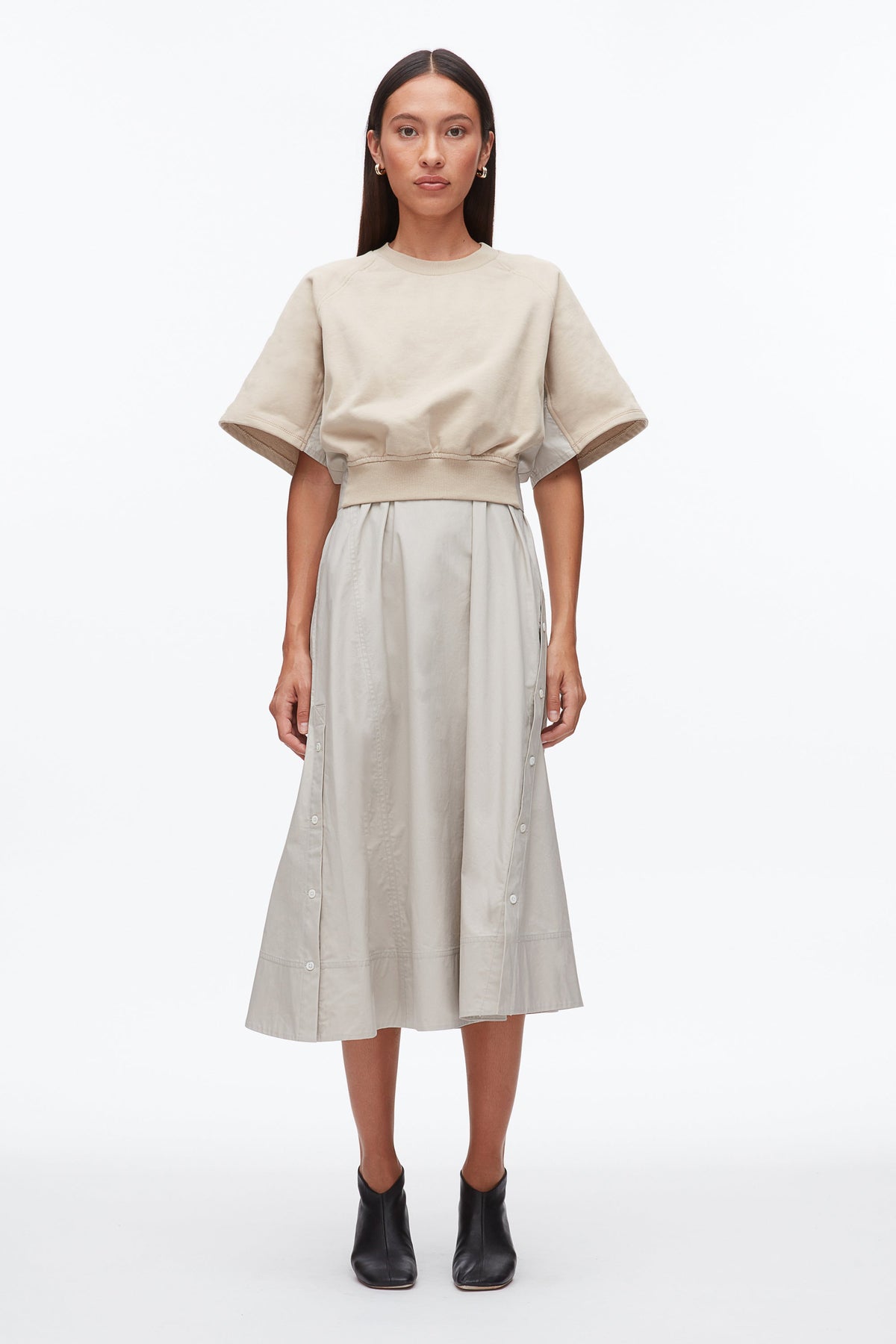 French Terry Combo Dress Concrete