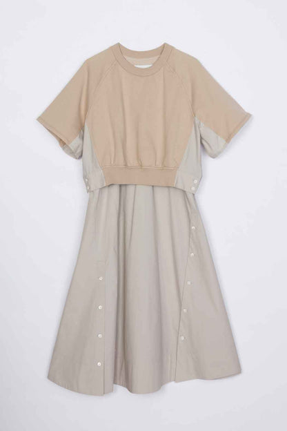 French Terry Combo Dress Concrete