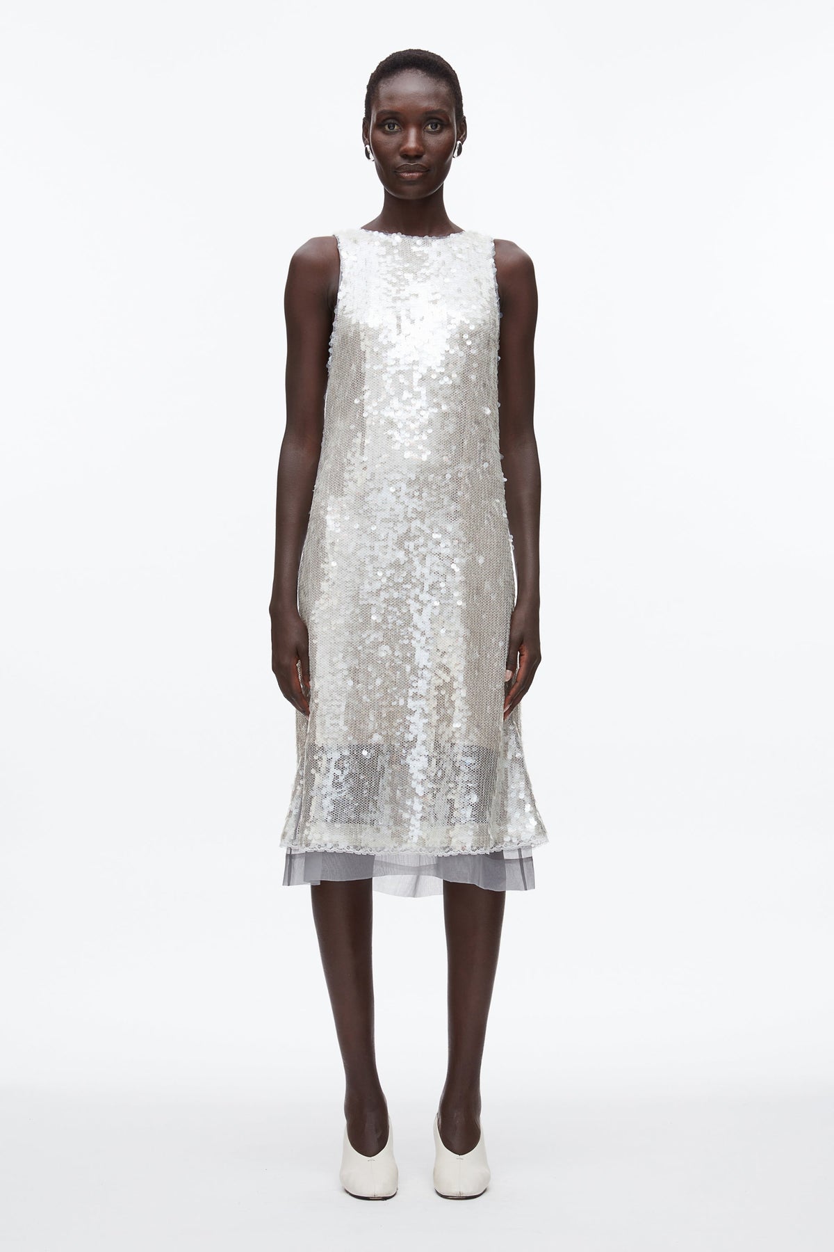 Sequin Tank Dress with Bow Fog