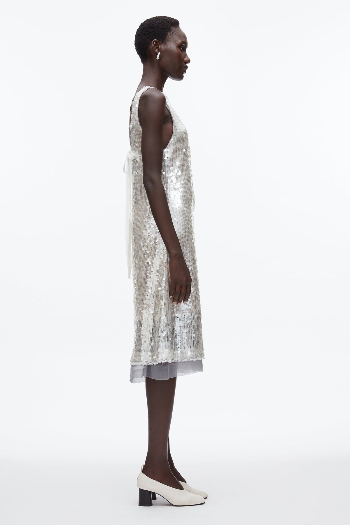 Sequin Tank Dress with Bow Fog