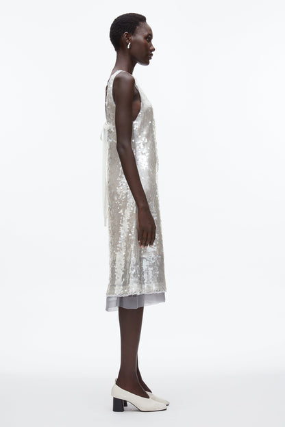 Sequin Tank Dress with Bow Fog