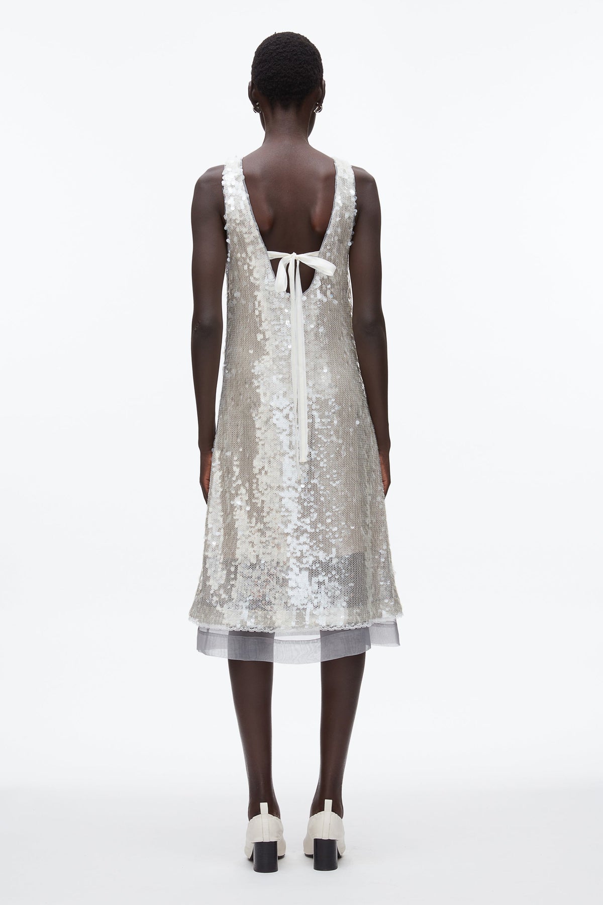 Sequin Tank Dress with Bow Fog