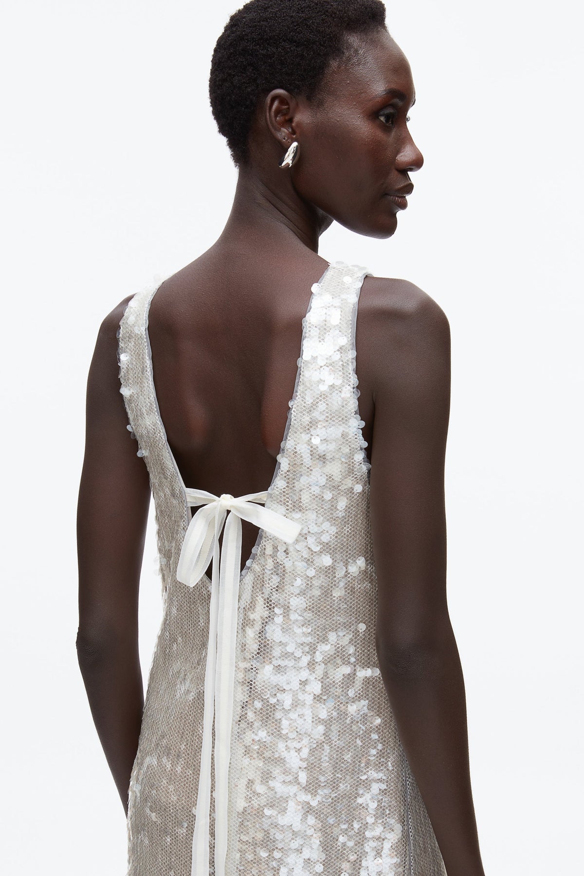Sequin Tank Dress with Bow Fog