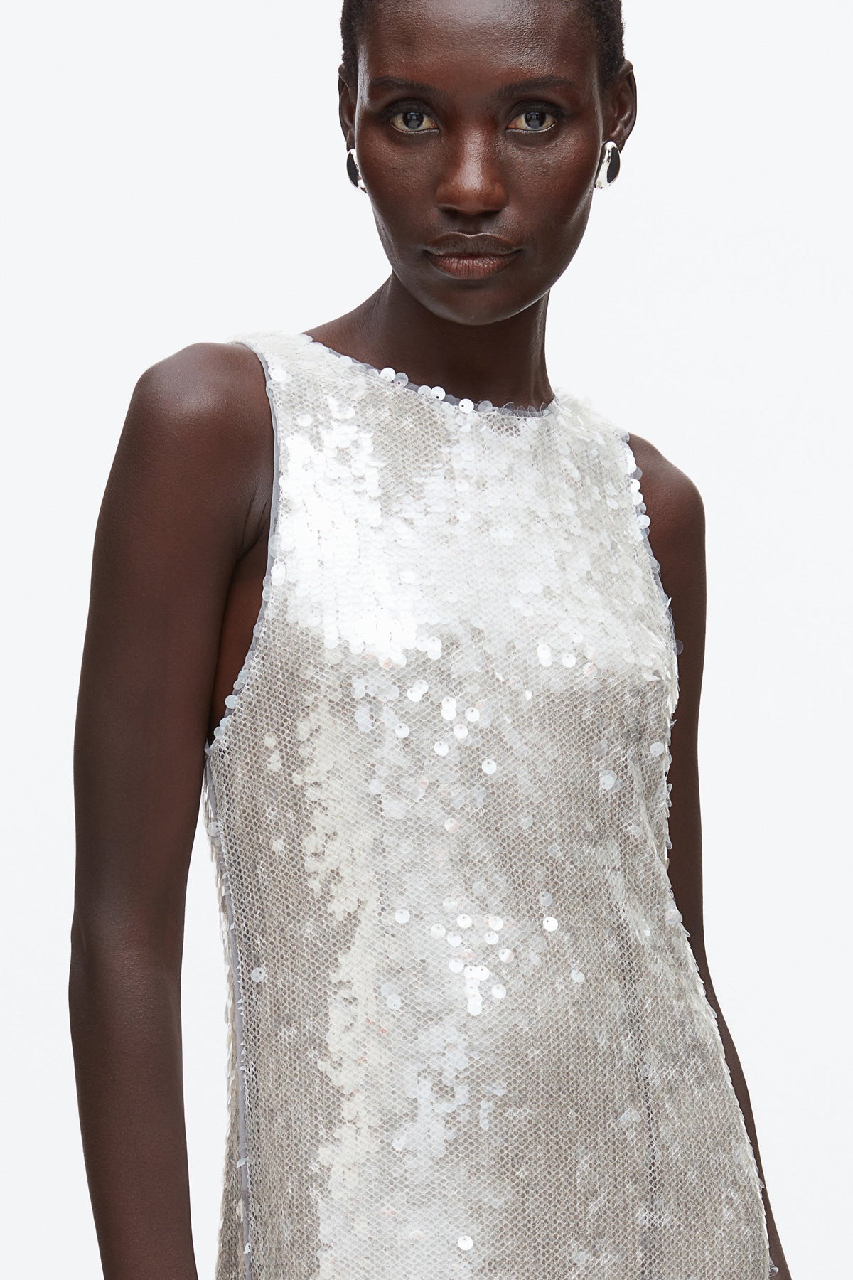 Sequin Tank Dress with Bow Fog