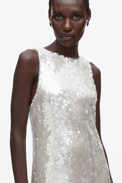 Sequin Tank Dress with Bow Fog
