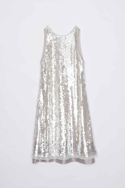 Sequin Tank Dress with Bow Fog