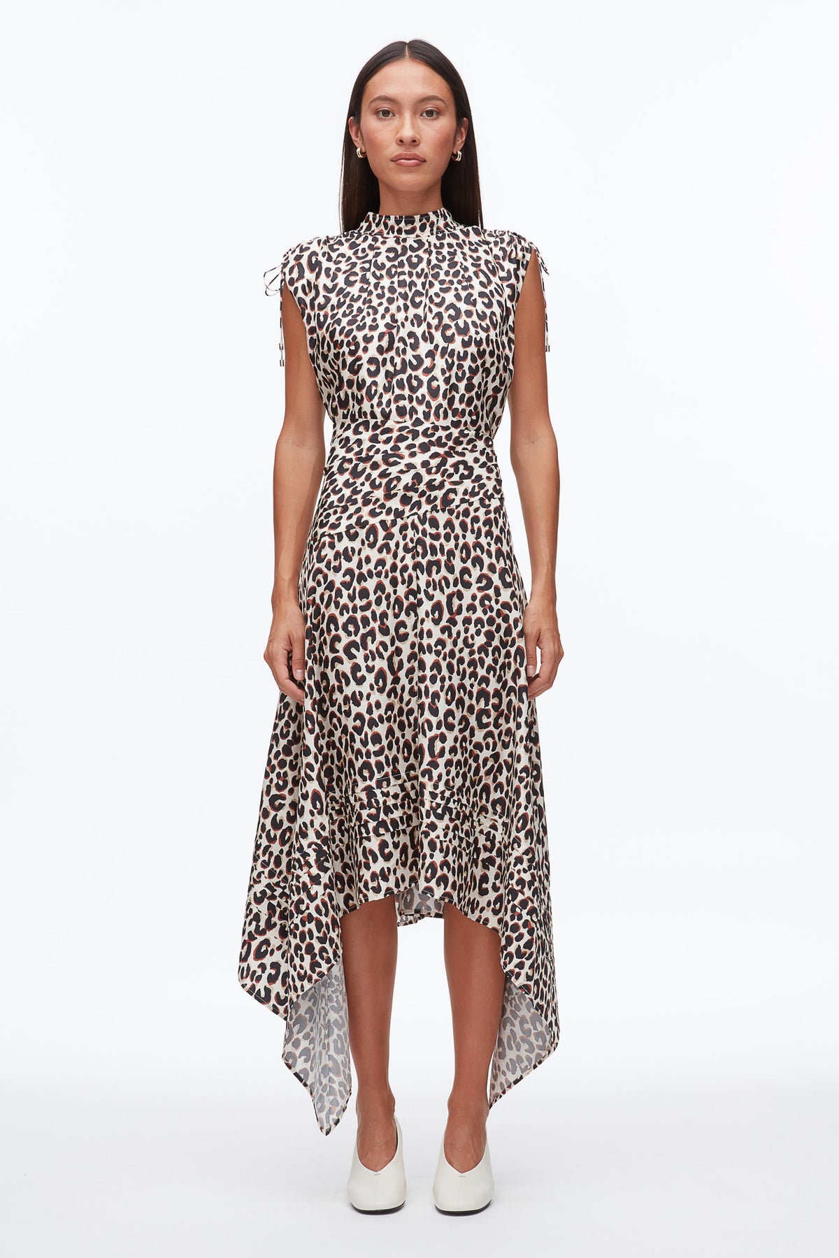 Leopard Ruched Handkerchief Dress Chalk Multi