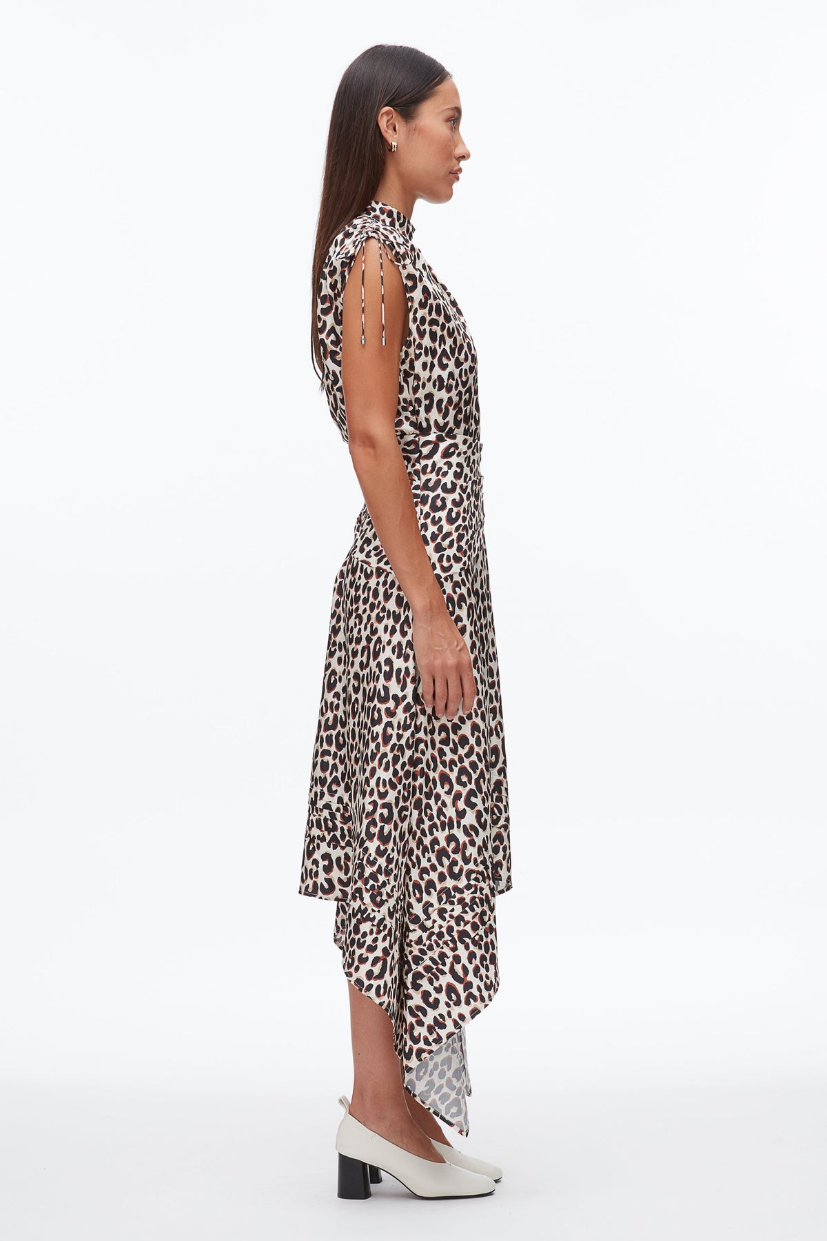 Leopard Ruched Handkerchief Dress Chalk Multi