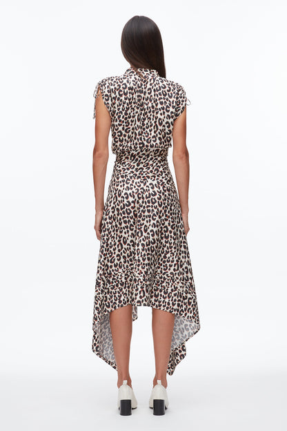 Leopard Ruched Handkerchief Dress Chalk Multi