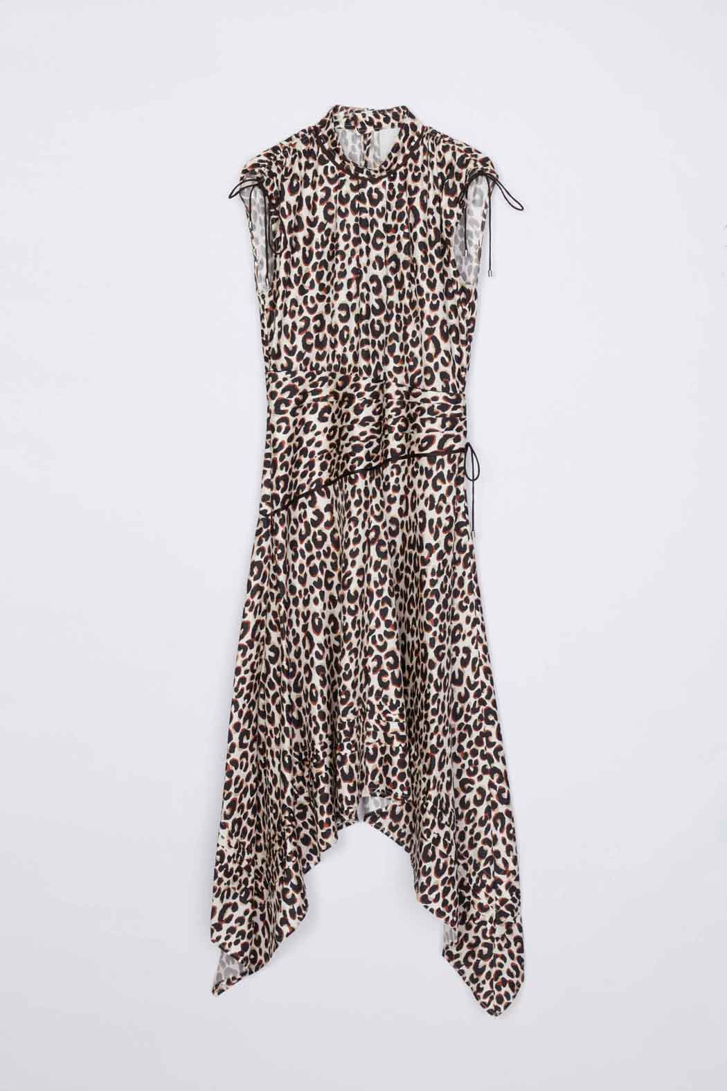 Leopard Ruched Handkerchief Dress Chalk Multi
