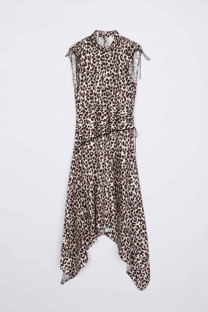 Leopard Ruched Handkerchief Dress Chalk Multi