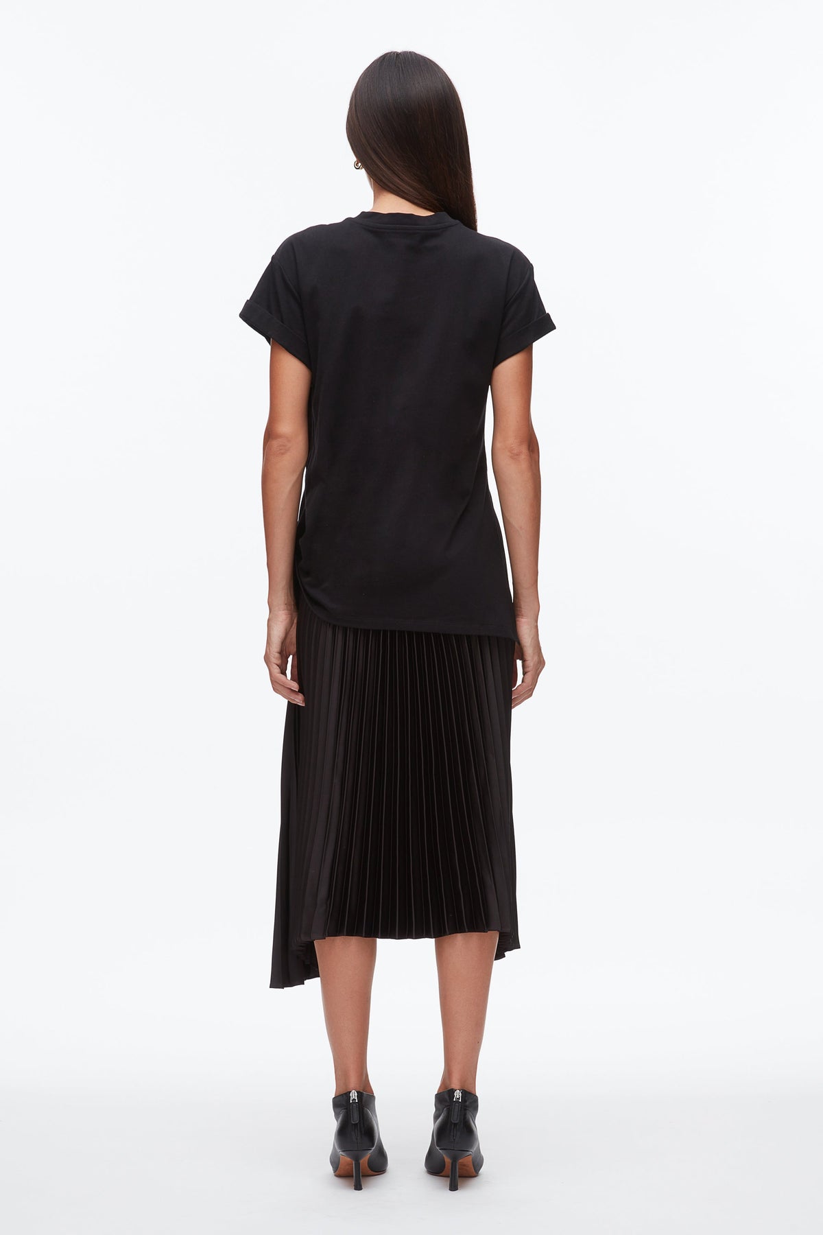 T-Shirt Combo Dress with Pleated Skirt Black-Black