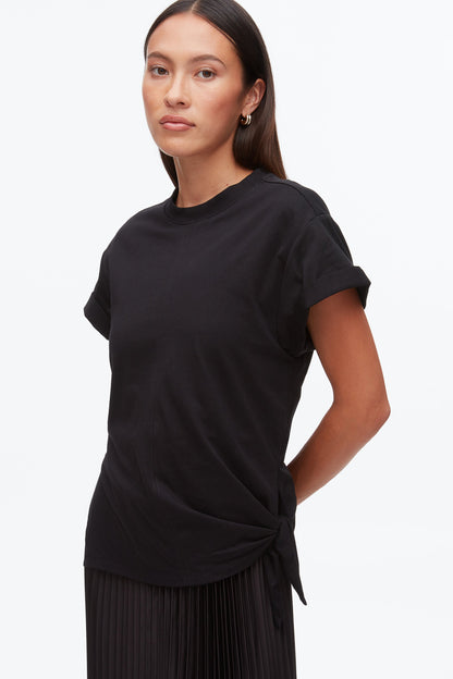 T-Shirt Combo Dress with Pleated Skirt Black-Black