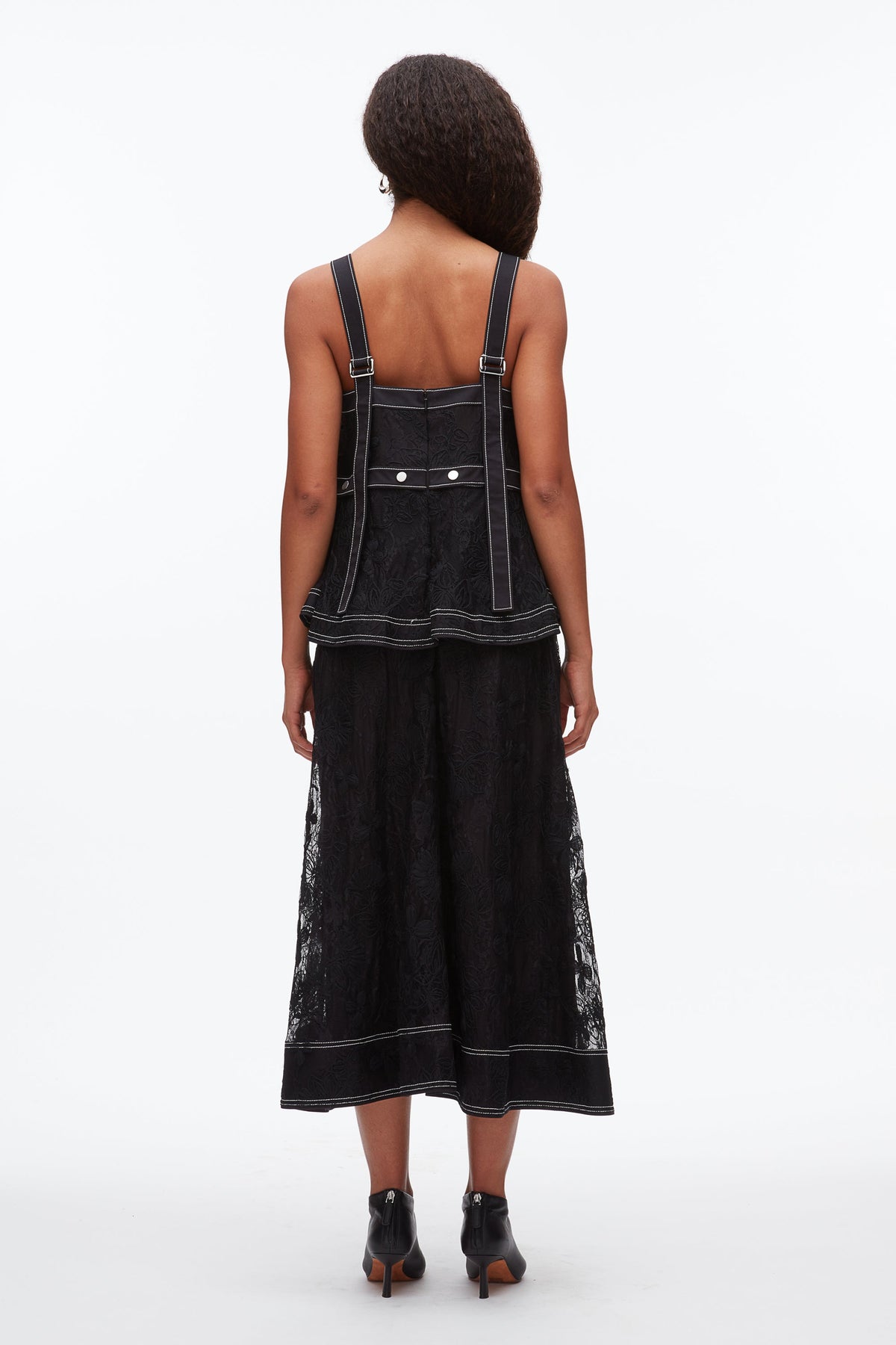 Floral Lace Midi Dress Black