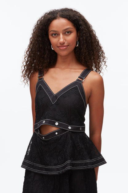 Floral Lace Midi Dress Black