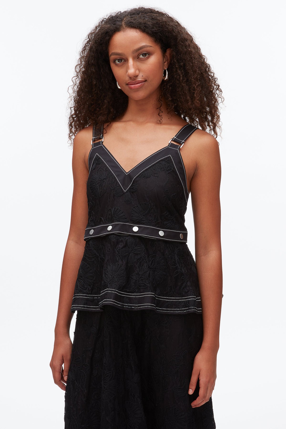 Floral Lace Midi Dress Black