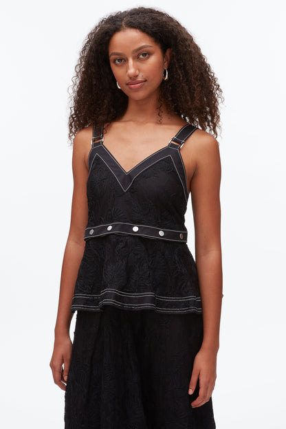 Floral Lace Midi Dress Black