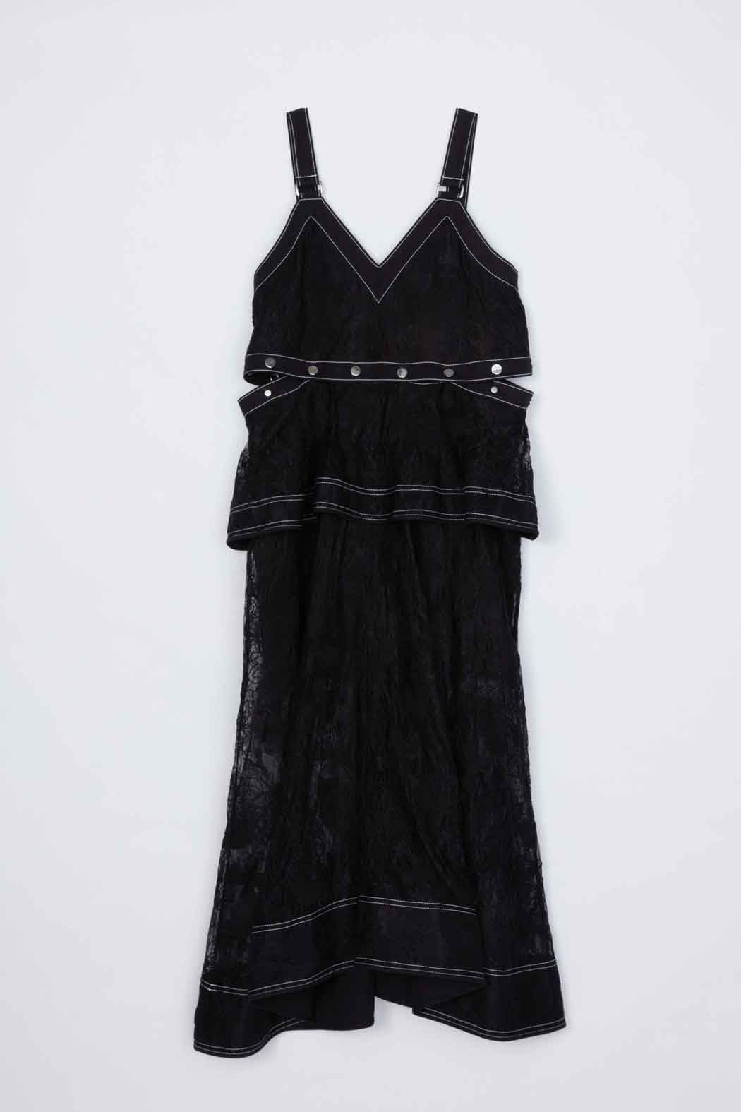 Floral Lace Midi Dress Black