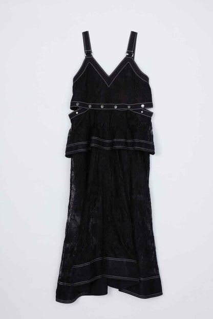 Floral Lace Midi Dress Black
