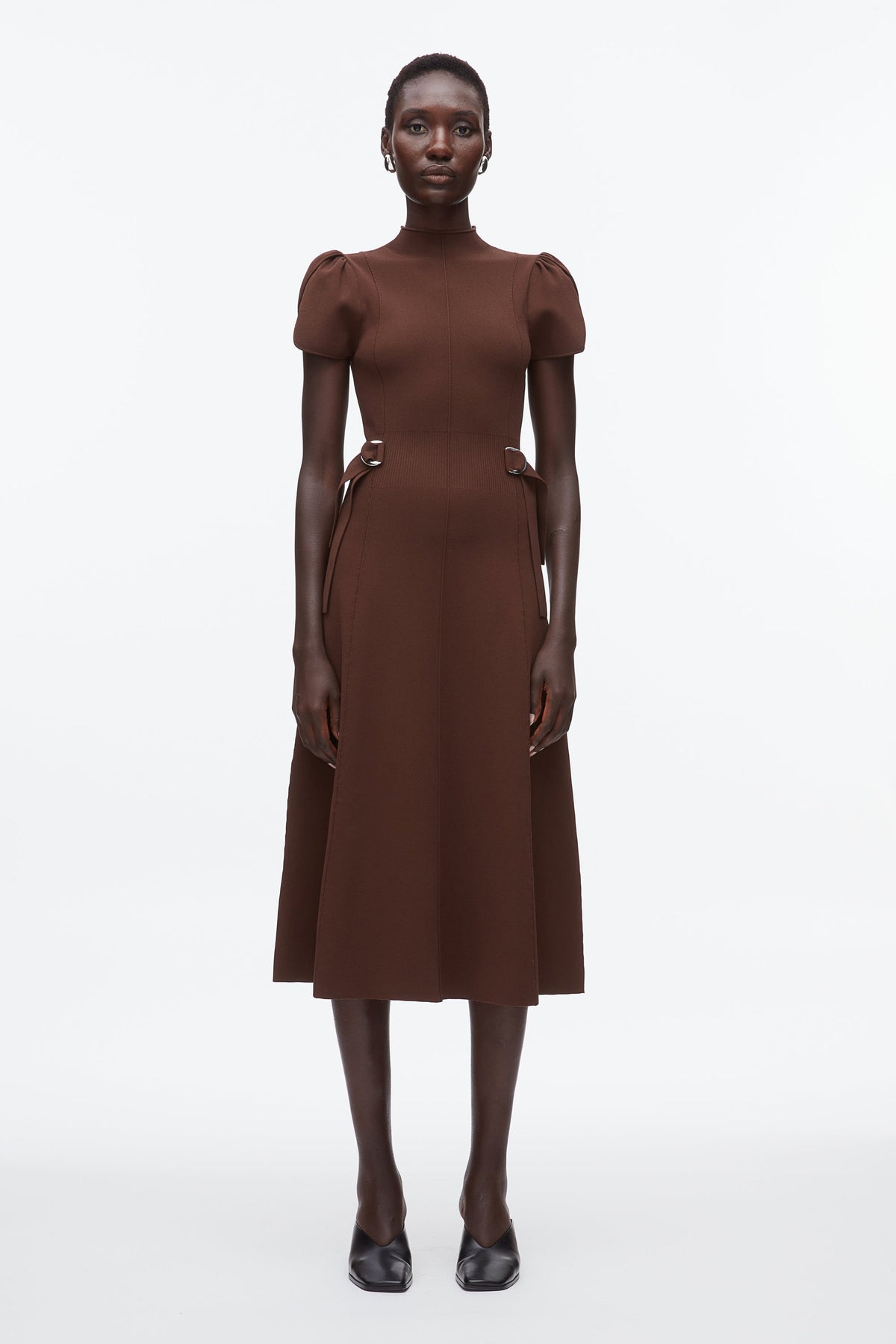 Compact Rib Tulip Dress Dk Chocolate