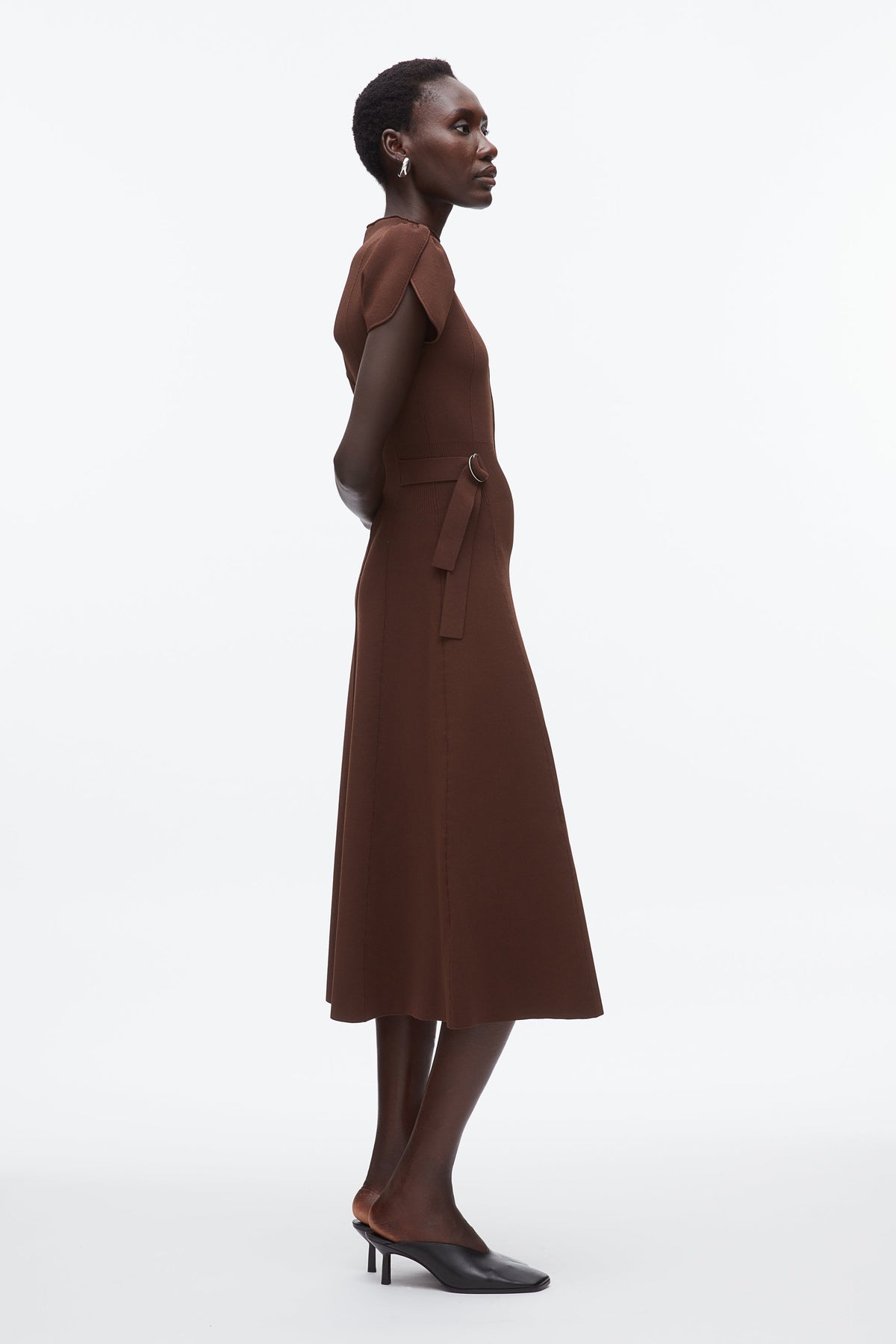 Compact Rib Tulip Dress Dk Chocolate