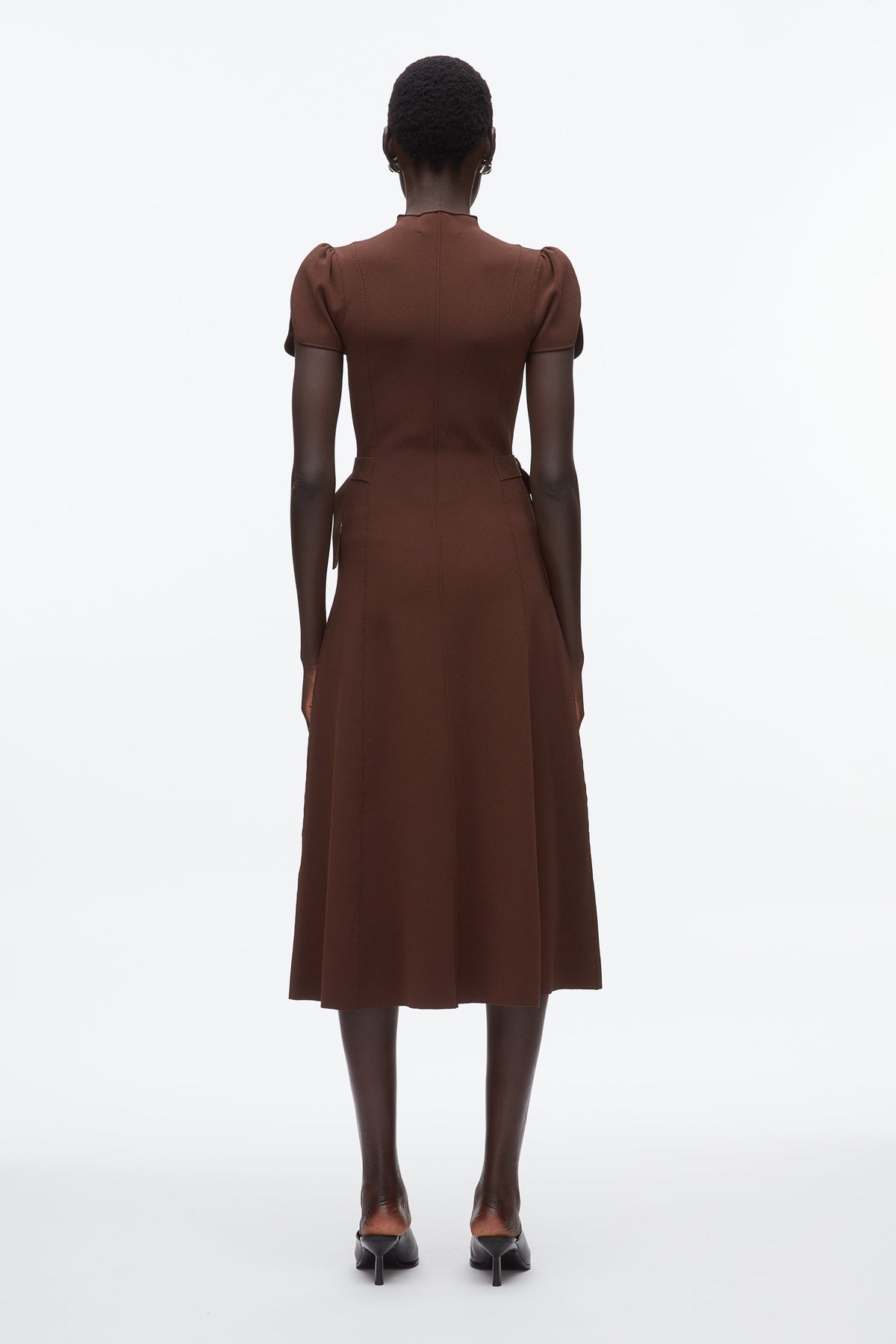 Compact Rib Tulip Dress Dk Chocolate