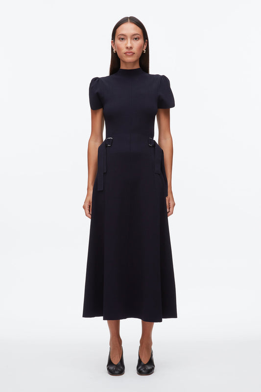 Compact Rib Tulip Dress Midnight
